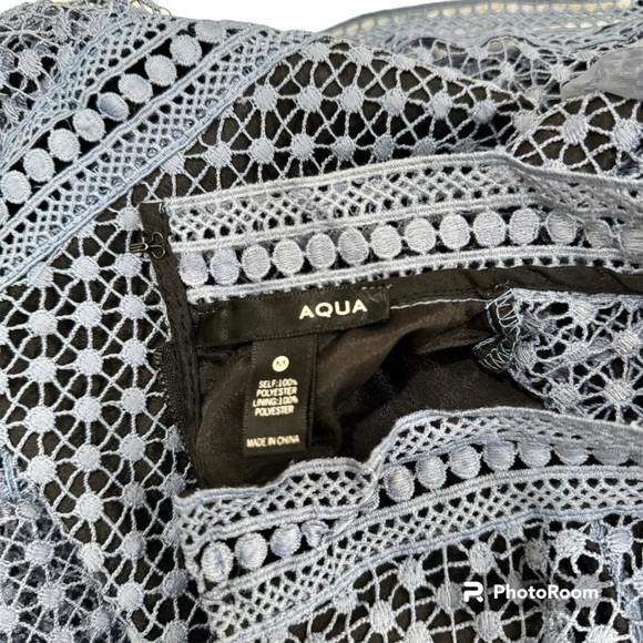 Aqua Bloomingdales Ruffled Dot Crochet Lace Longsleeve Dress Medium - Picture 8 of 8